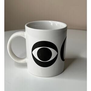 Vintage CBS News Logo Coffee Mug White Ceramic Deco Mug Eye Logo Rare